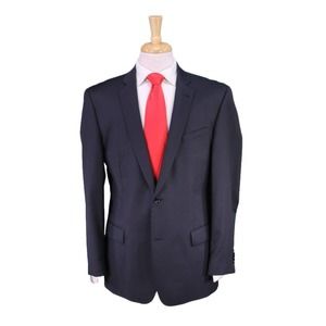 John Varvatos Solid Navy Blue 2-Btn Luxury Wool Suit 42R